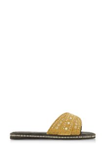 Studded Frayed Hem Slide Sandals sold by Rainbow