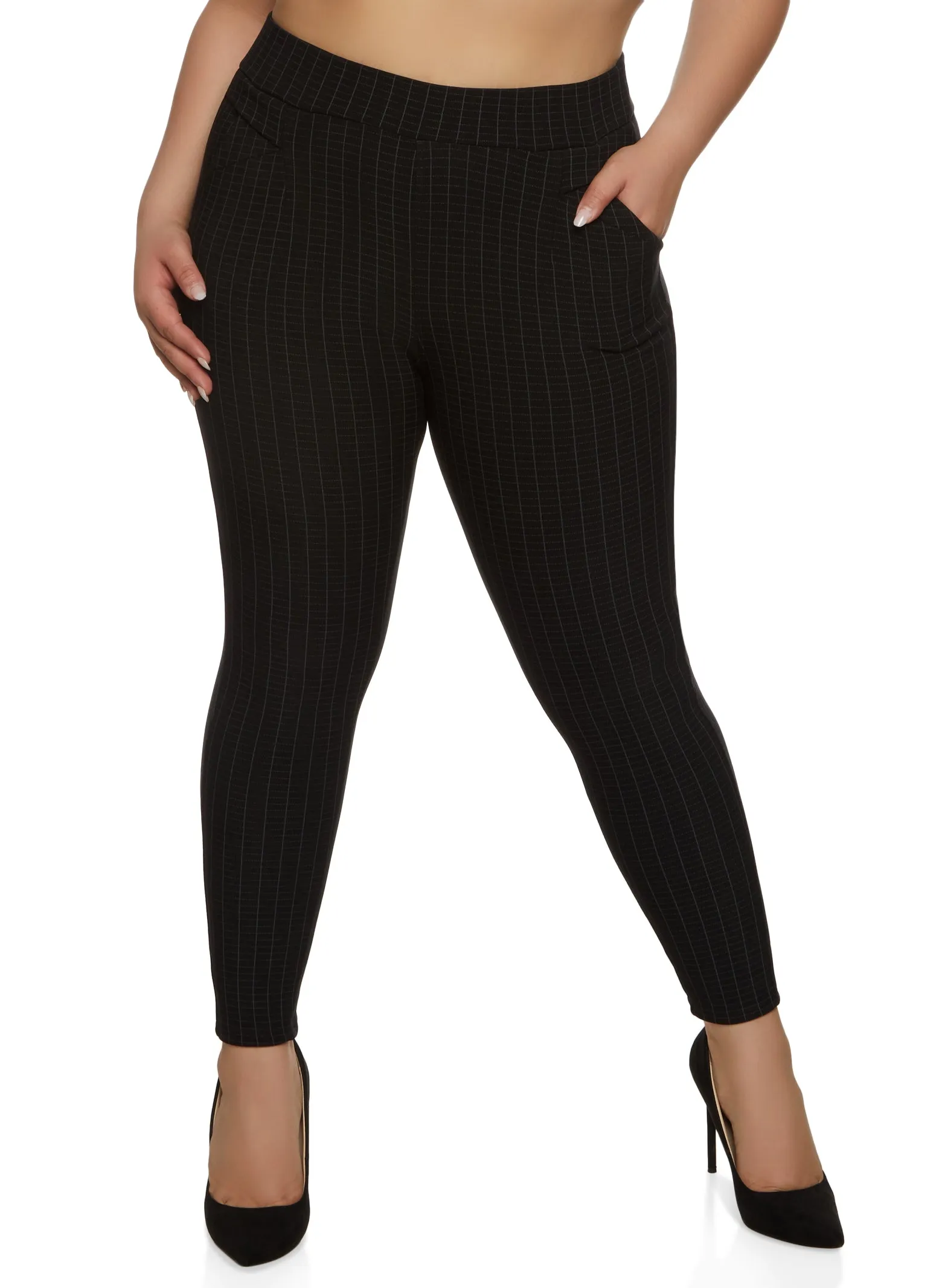 Plus Size Plaid Pull On Skinny Pants sold by Rainbow