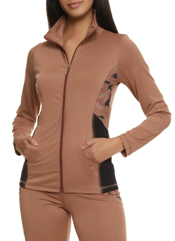 Color Block Camo Detail Track Jacket sold by Rainbow