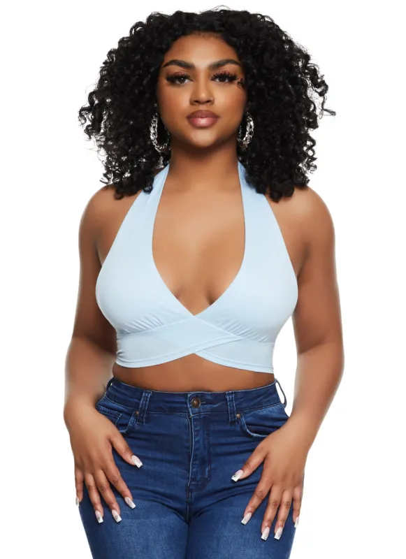 Almost Famous Plunge Halter Top sold by Rainbow