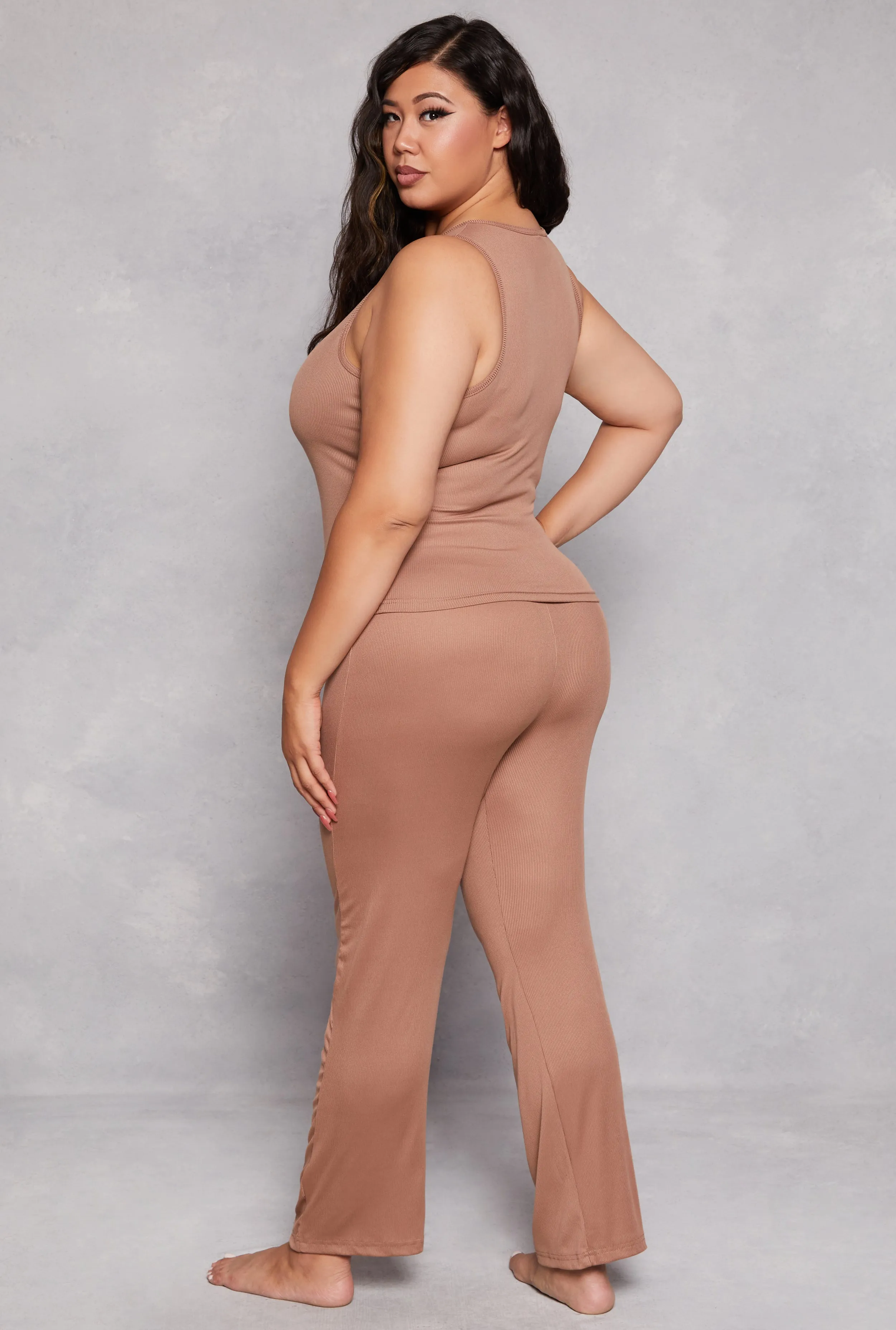 Plus Size Basic Pajama Tank Top and Pants with Robe sold by Rainbow product image thumbnail 5