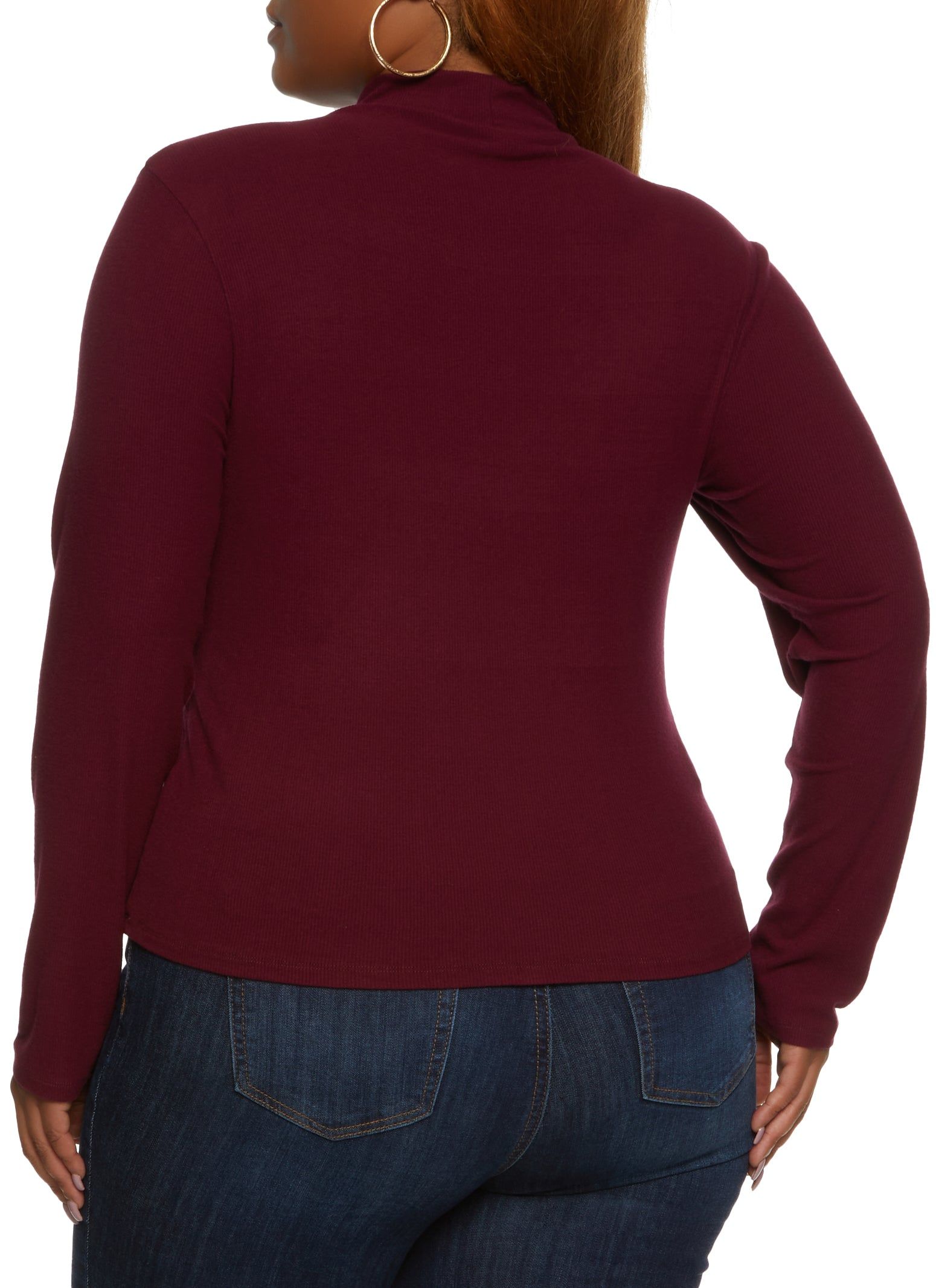 Plus Size Ribbed Knit Mock Neck Long Sleeve Top sold by Rainbow product image thumbnail 2