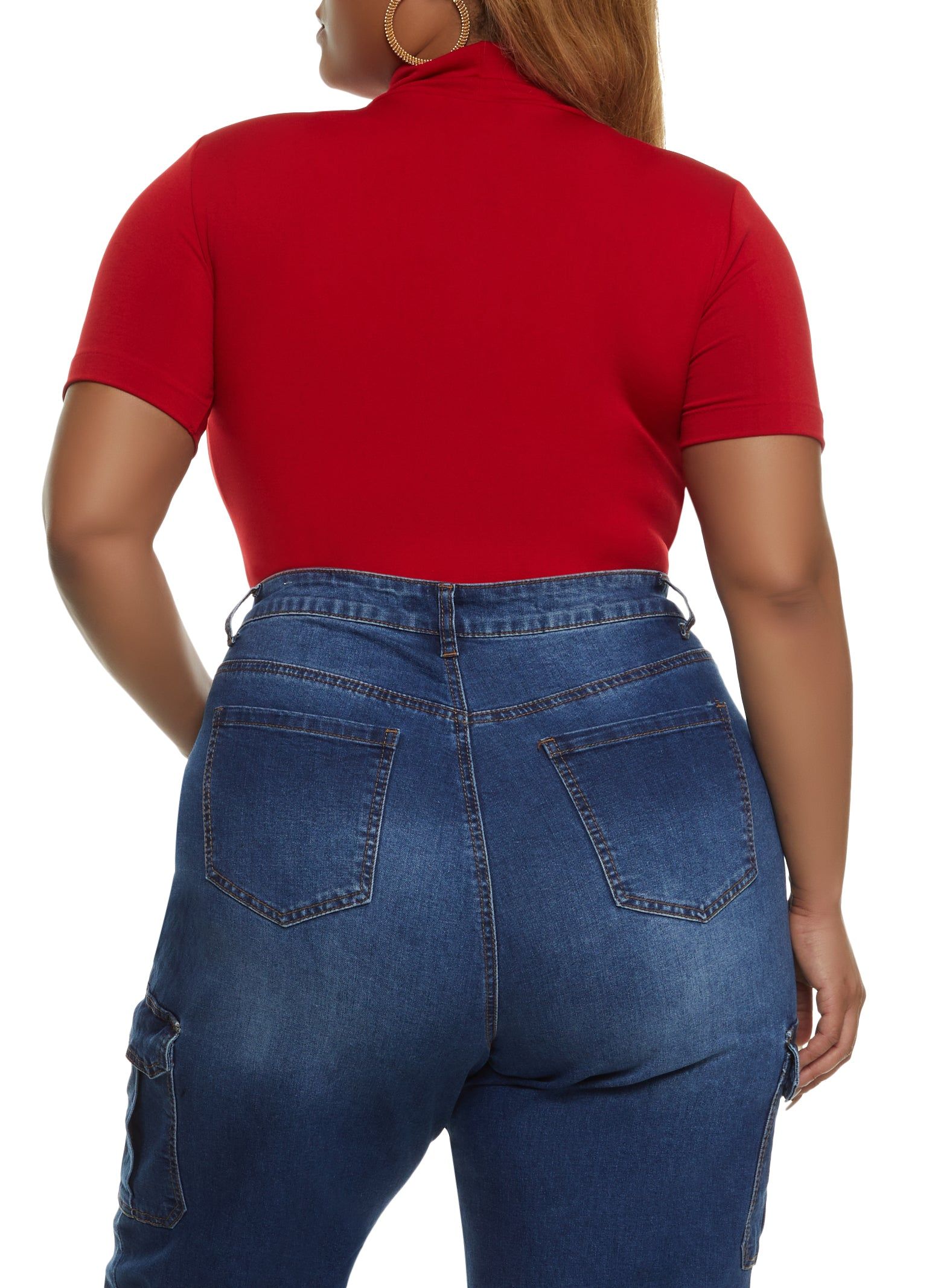 Plus Size Mock Neck Short Sleeve Seamless Bodysuit sold by Rainbow product image thumbnail 3