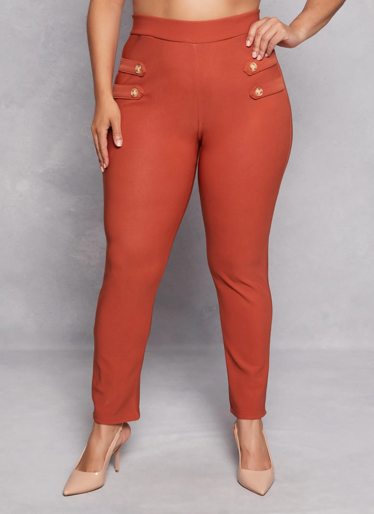 Plus Size Four Button Detail High Waist Pants sold by Rainbow product image thumbnail 2