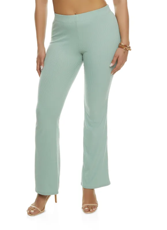 Ribbed Knit Boot Cut Pants sold by Rainbow