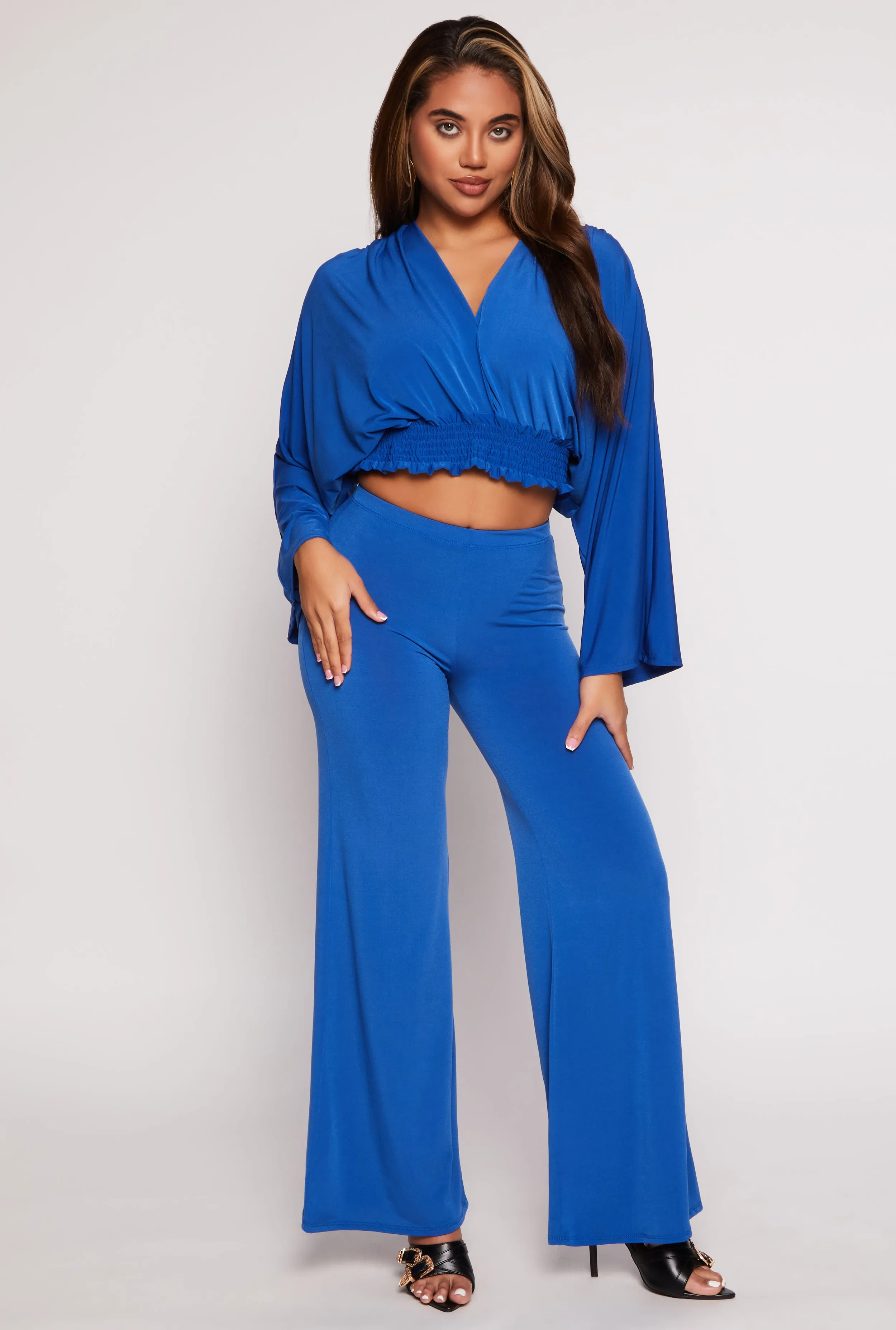 Smocked Hem Bell Sleeve Crop Top sold by Rainbow product image thumbnail 2