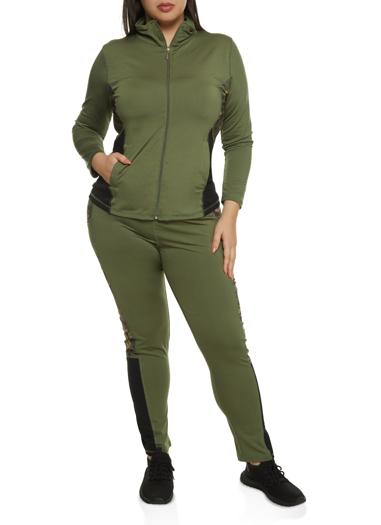 Plus Size Camo Detail Zip Front Track Jacket sold by Rainbow product image thumbnail 2