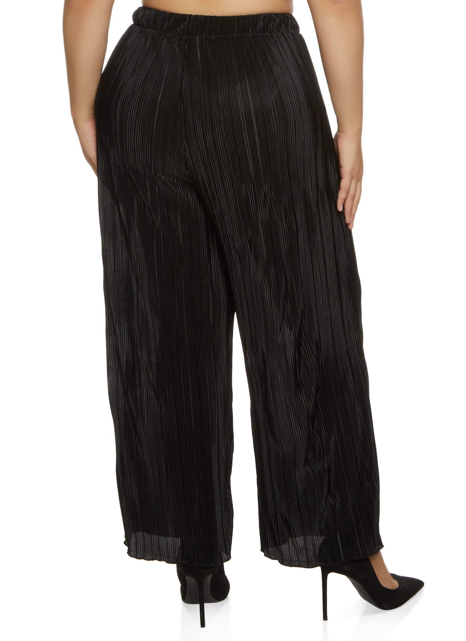Plus Size Plisse High Waisted Wide Leg Pants sold by Rainbow product image thumbnail 2