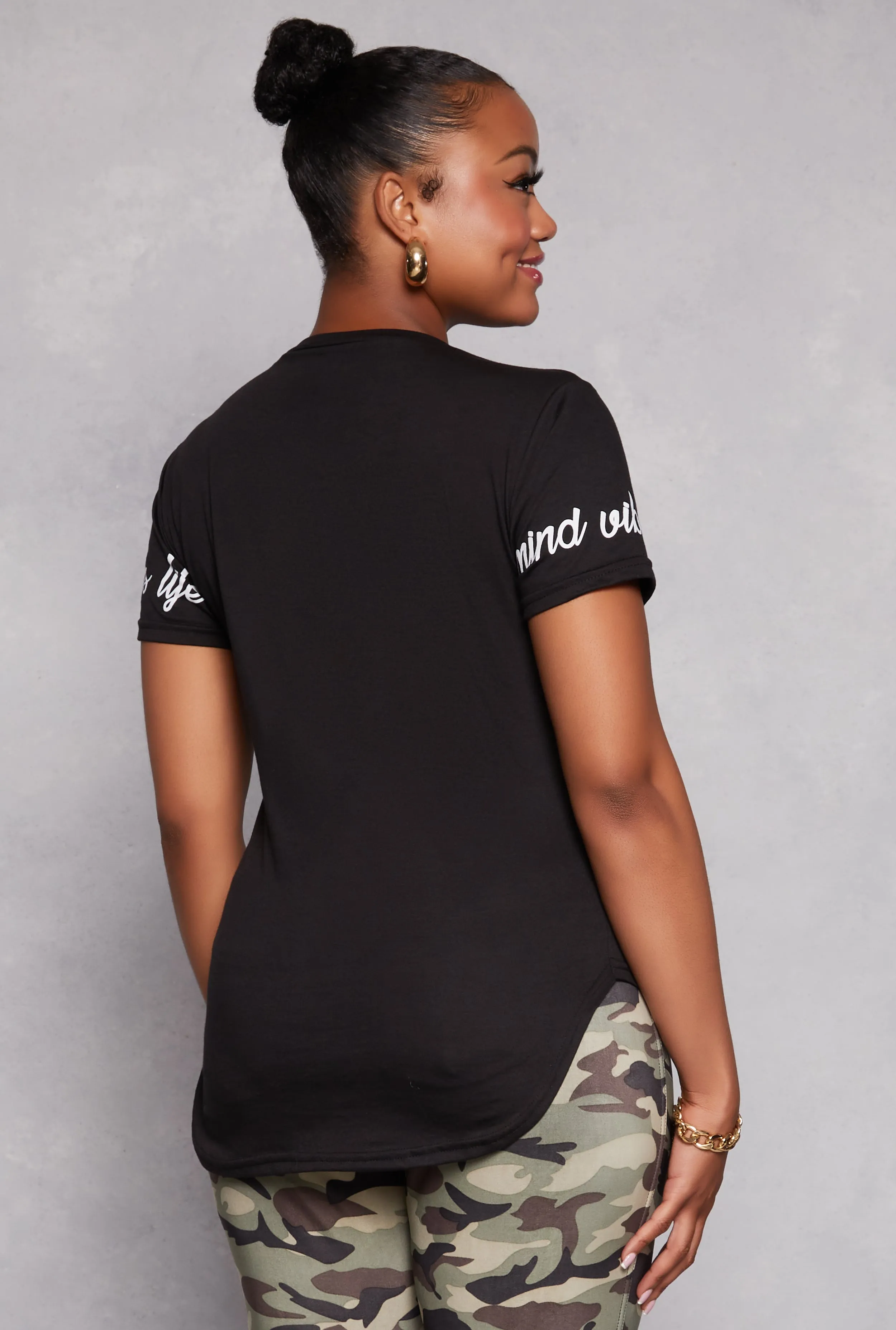 Plus Size Black Graphic High Low Tee sold by Rainbow product image thumbnail 3