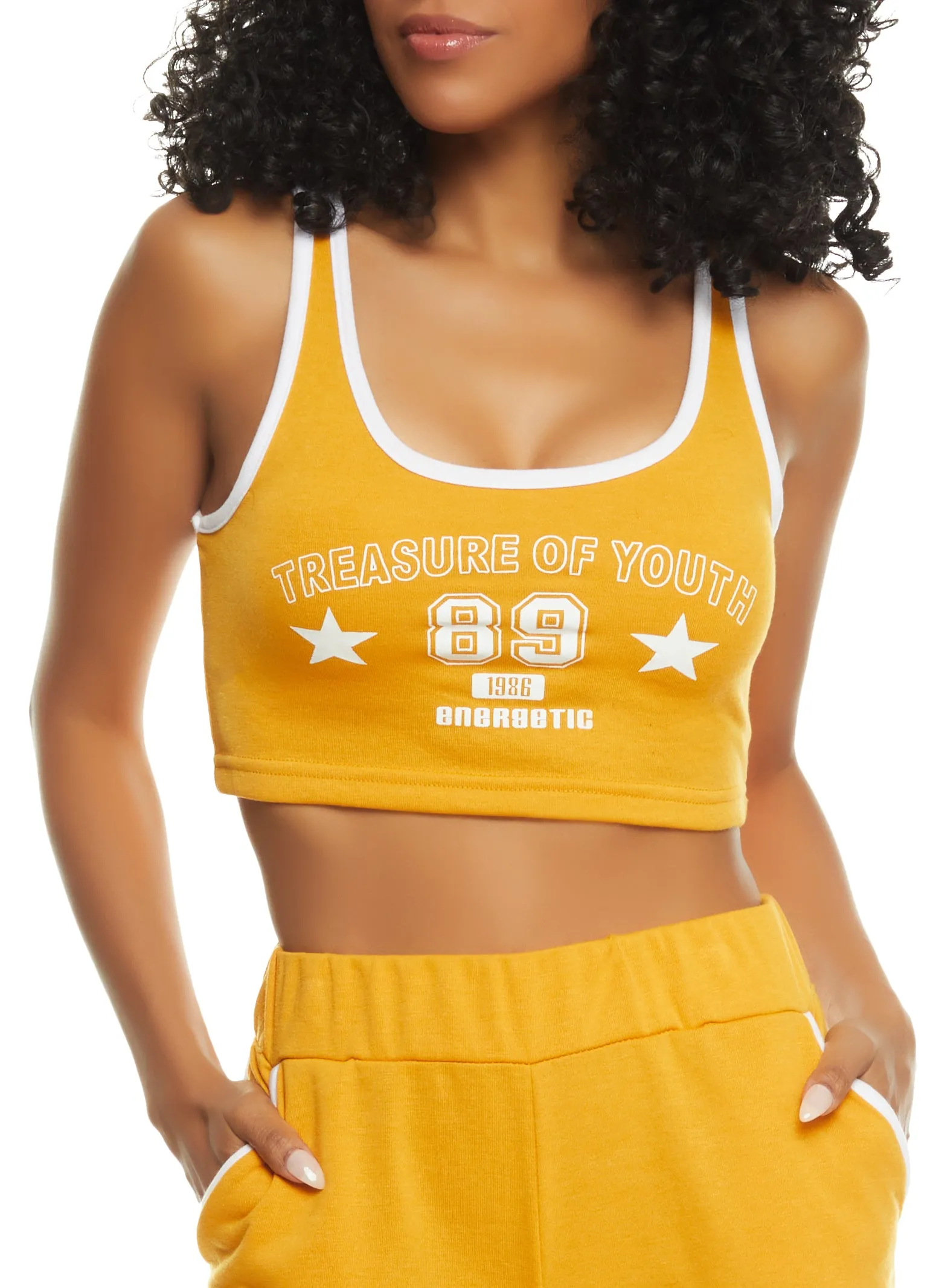 Treasure Of Youth 89 Cropped Graphic Tank Top sold by Rainbow