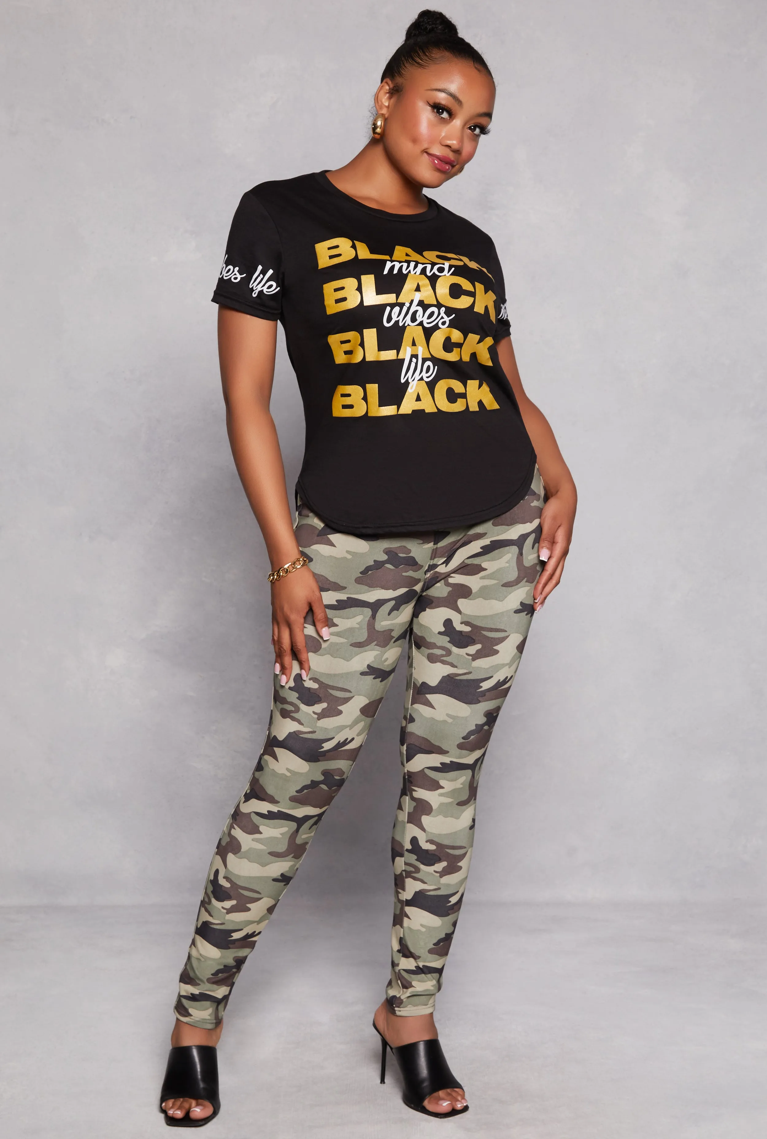 Plus Size Black Graphic High Low Tee sold by Rainbow product image thumbnail 2