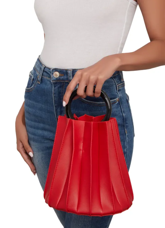 Pleated Circular Top Handle Crossbody Handbag sold by Rainbow