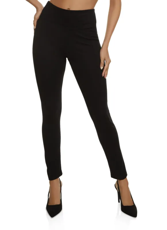 Ponte Wide Waistband Pull On Skinny Pants sold by Rainbow