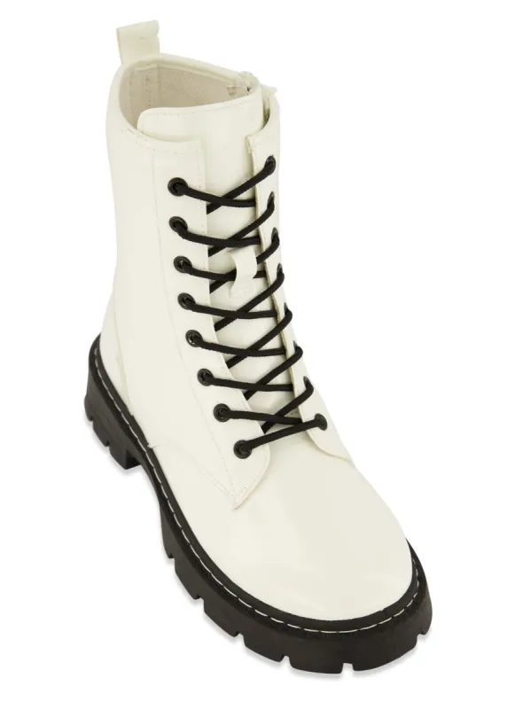 Side Zip Lace Up Combat Booties sold by Rainbow