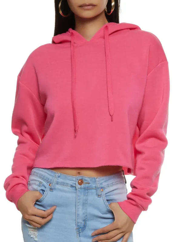 Solid Raw Hem Pullover Hoodie sold by Rainbow