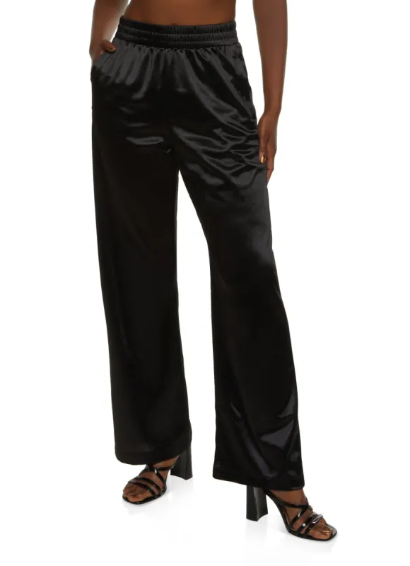 Satin Solid Wide Leg Pants sold by Rainbow