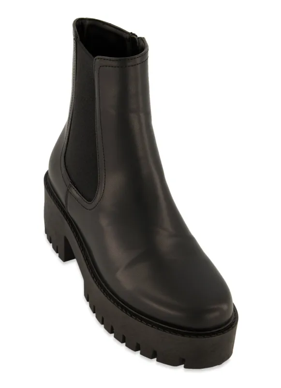 Elastic Side Lug Sole Chelsea Boots sold by Rainbow