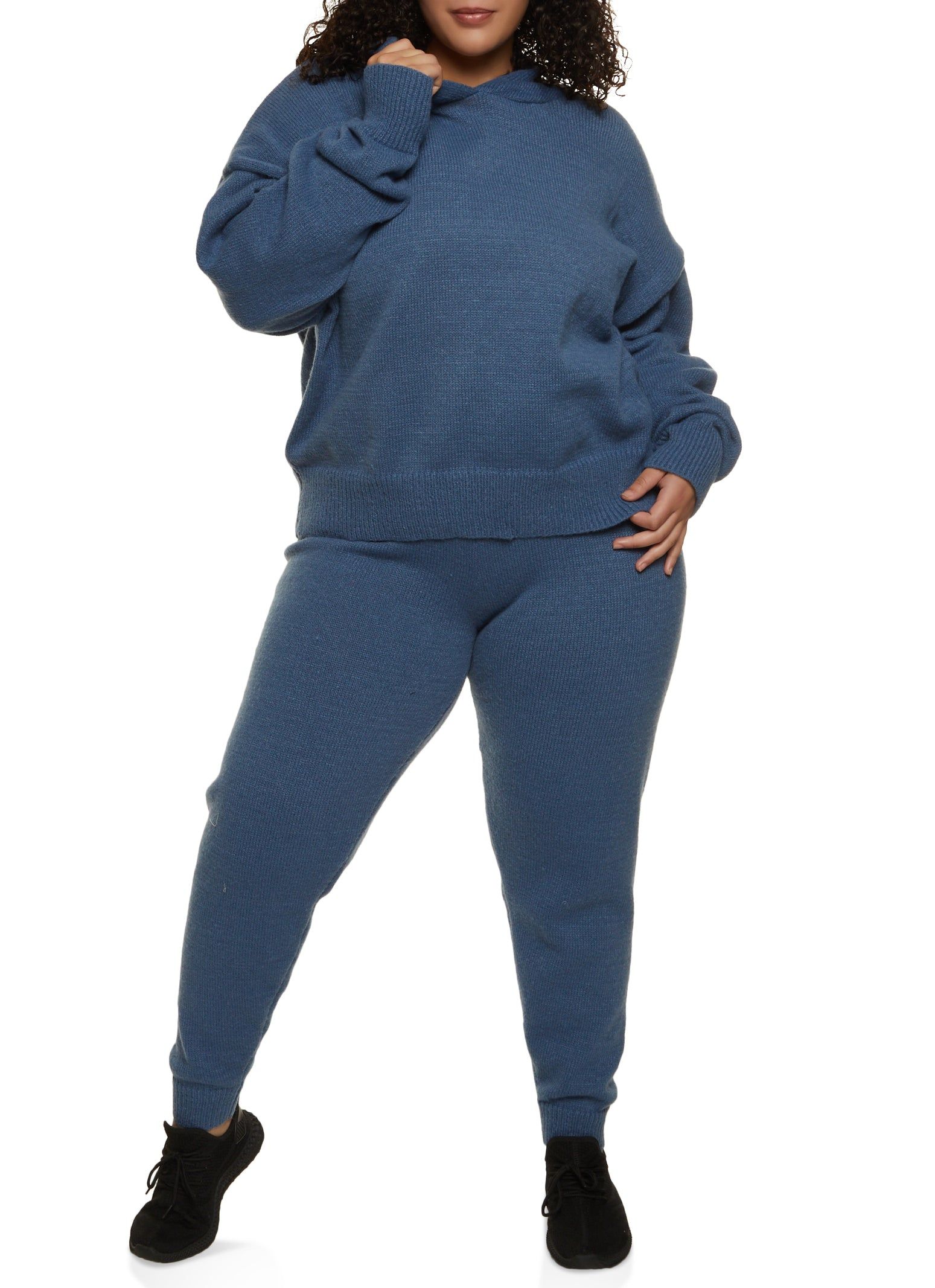 Plus Size Knit Pullover Hoodie sold by Rainbow product image thumbnail 2