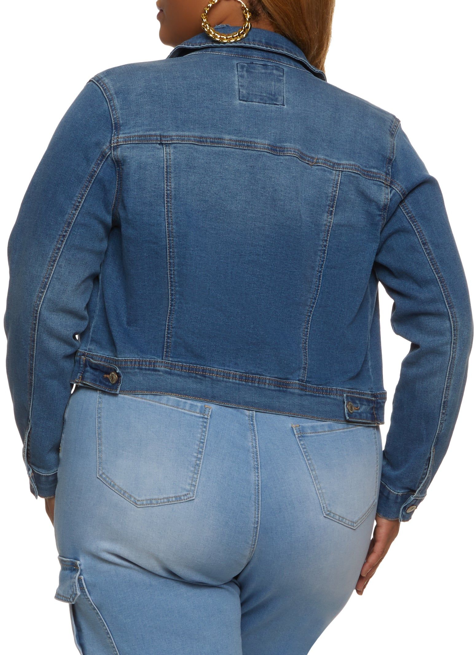 Plus Size WAX Distressed Cropped Jean Jacket sold by Rainbow product image thumbnail 2