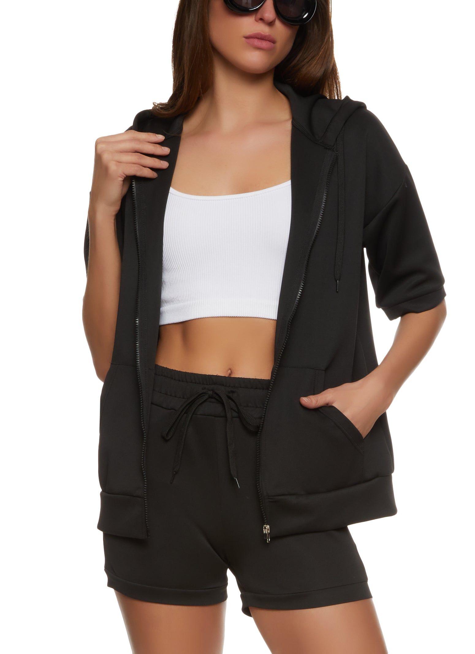 Short Sleeve Zip Up Hoodie sold by Rainbow product image thumbnail 2