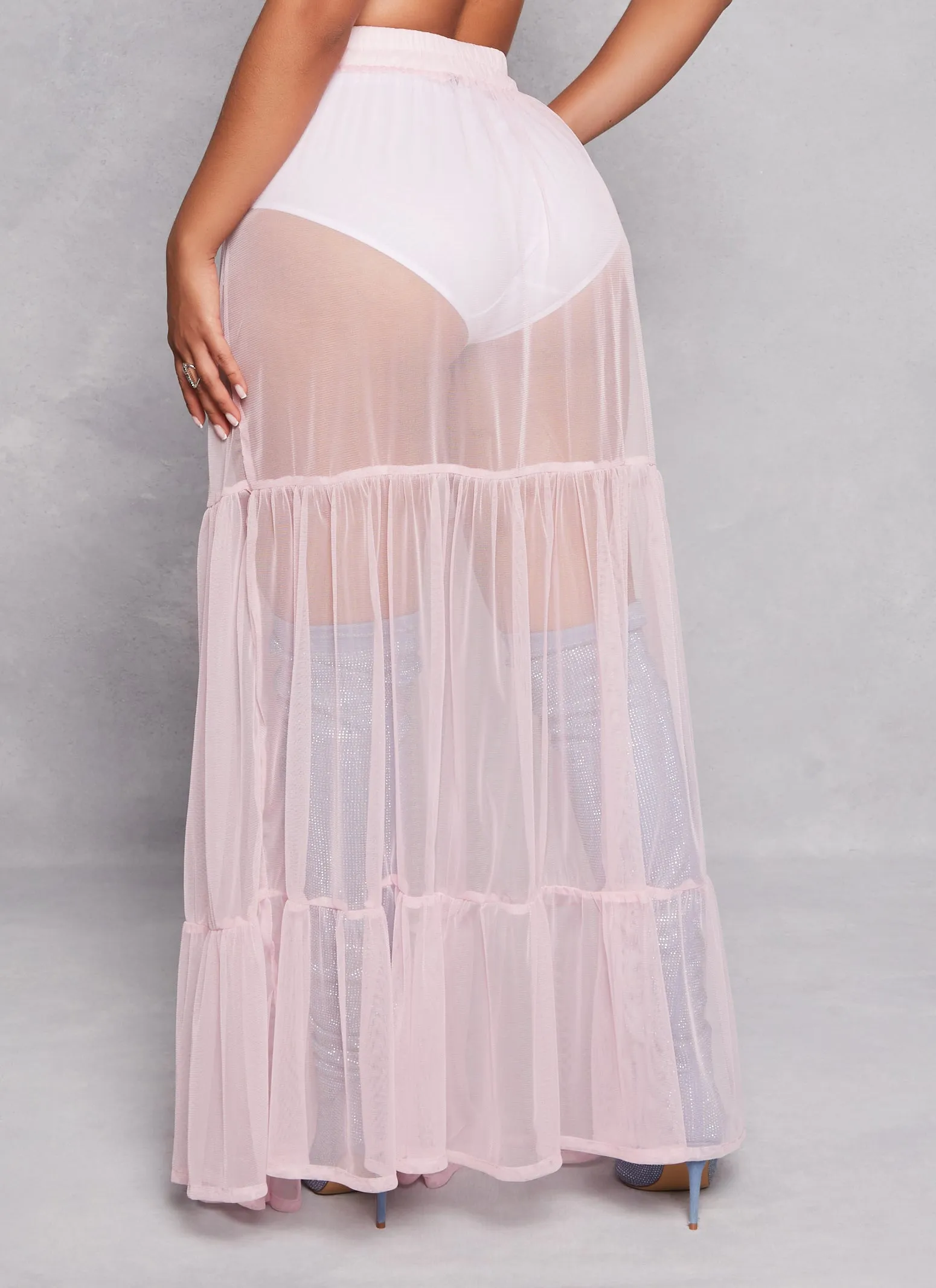 Mesh Tiered Maxi Skirt sold by Rainbow product image thumbnail 3