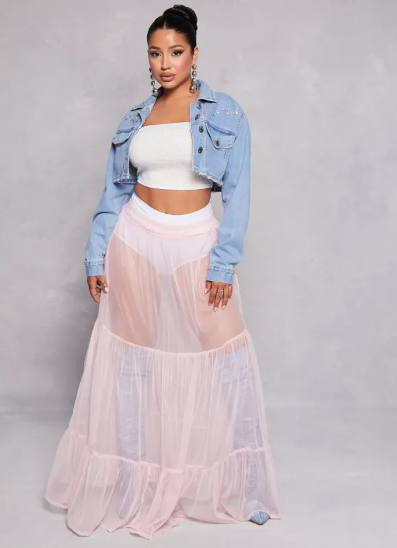 Mesh Tiered Maxi Skirt sold by Rainbow