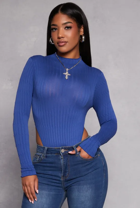 Seamless Cable Knit High Cut Bodysuit sold by Rainbow