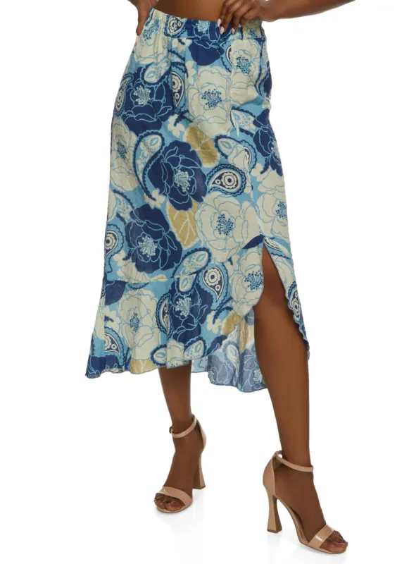 Printed Side Slit Maxi Skirt sold by Rainbow