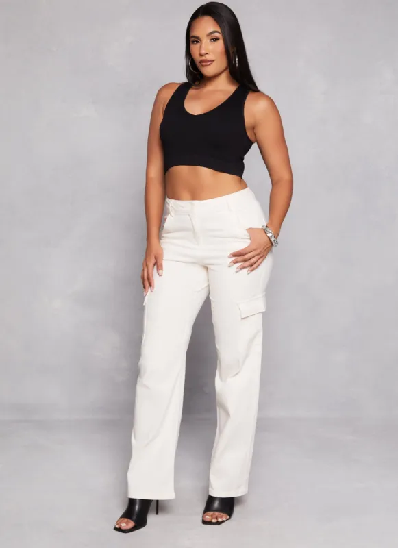 Twill Straight Leg Cargo Pants sold by Rainbow