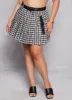 Plus Size Houndstooth Belted Pleated Skirt sold by Rainbow