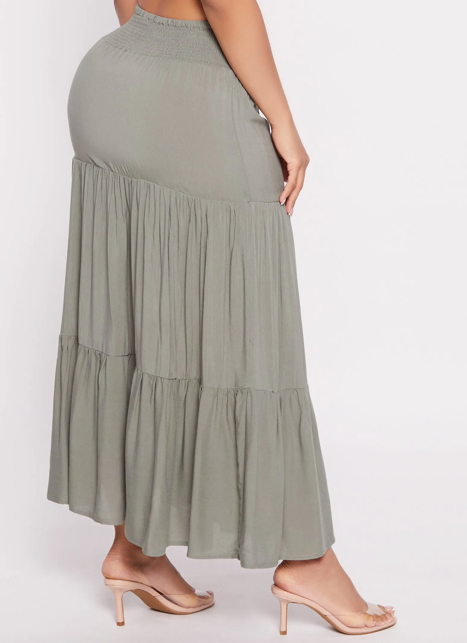 Smocked Waist Tiered Maxi Skirt sold by Rainbow product image thumbnail 3