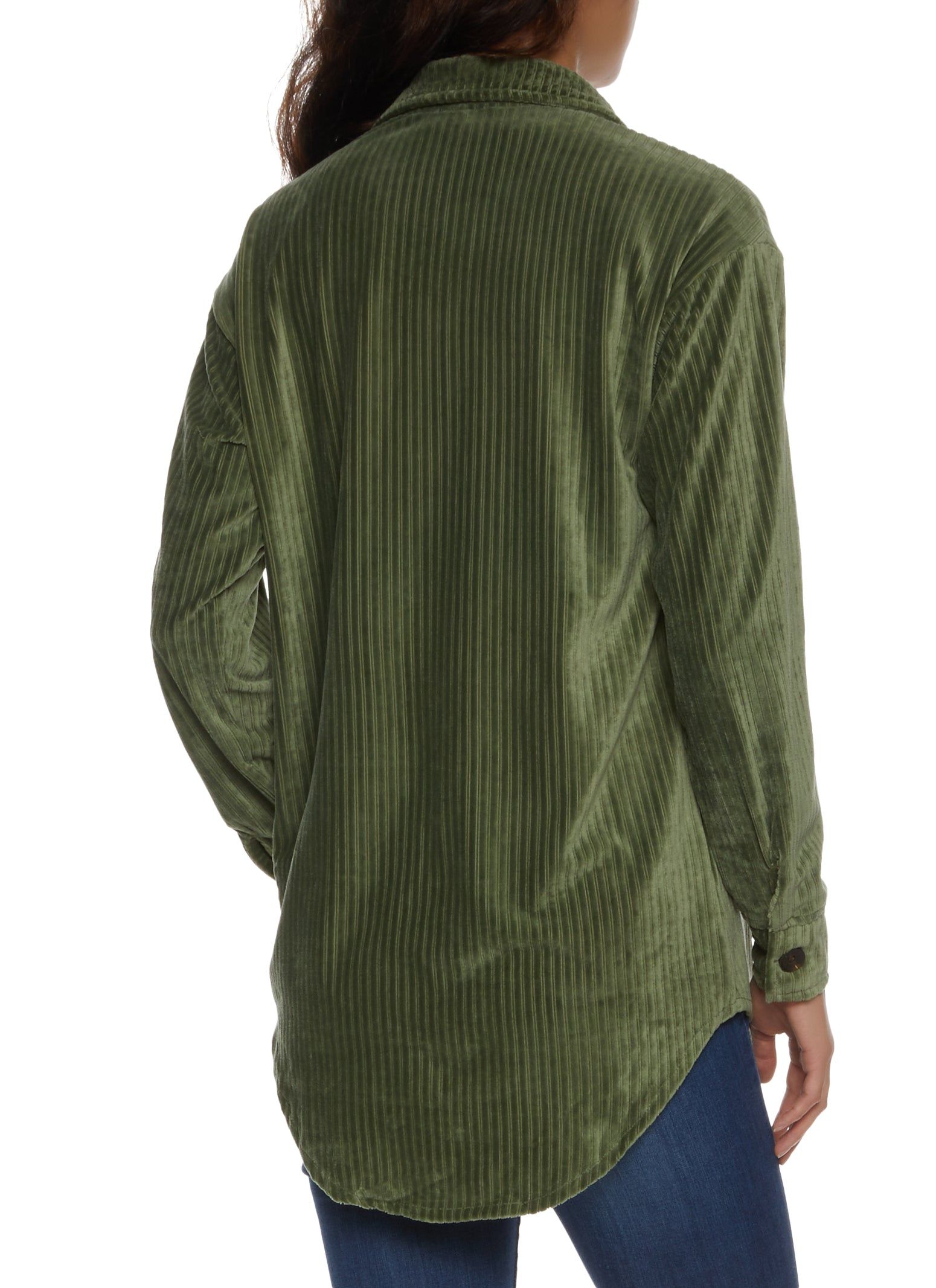 Ribbed Knit Velour Button Front Shirt sold by Rainbow product image thumbnail 2
