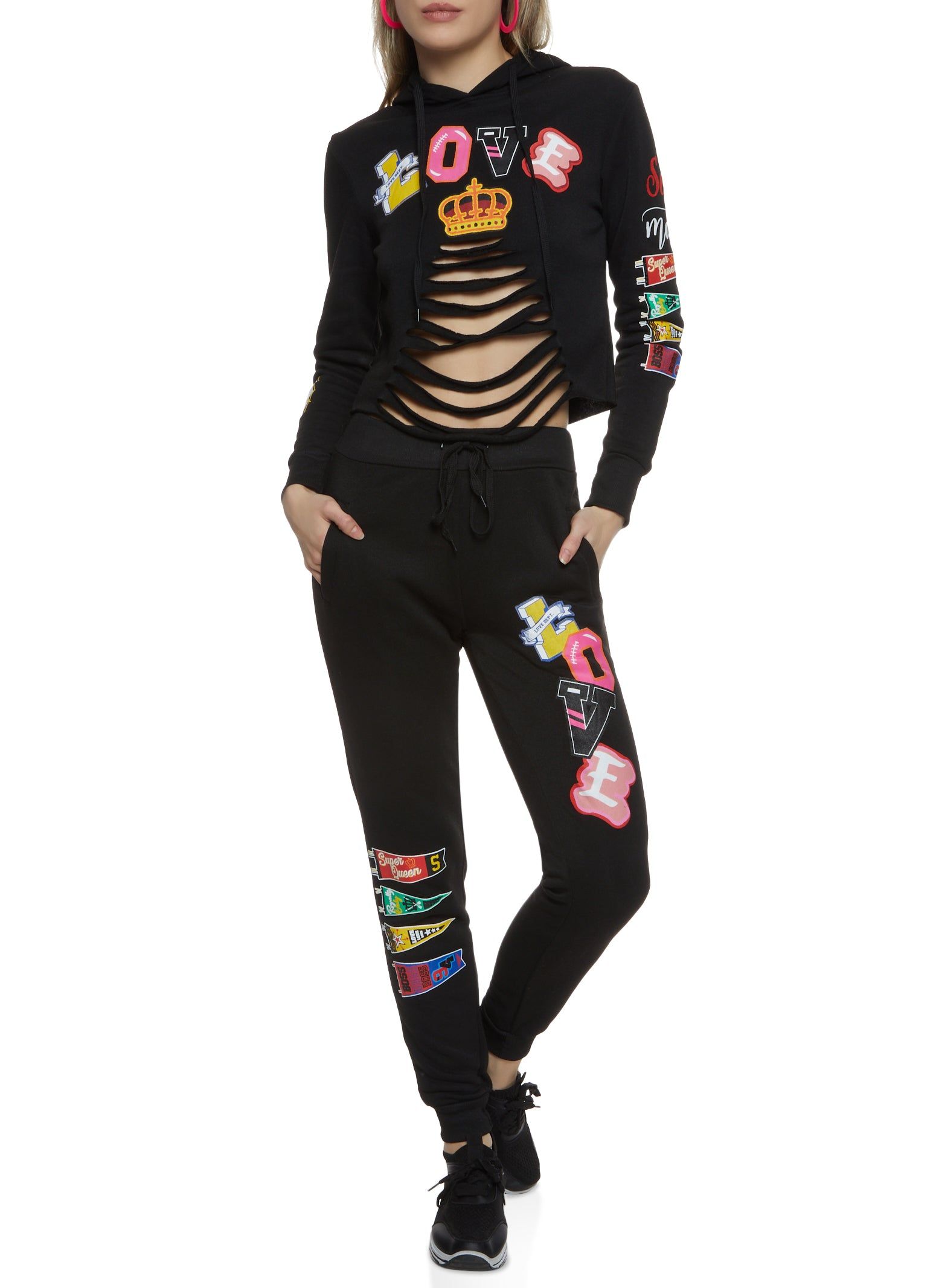 Slashed Love Graphic Hoodie sold by Rainbow product image thumbnail 2