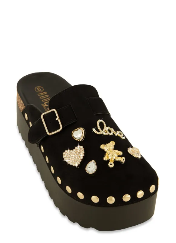 Love Charm Buckle Platform Clogs sold by Rainbow