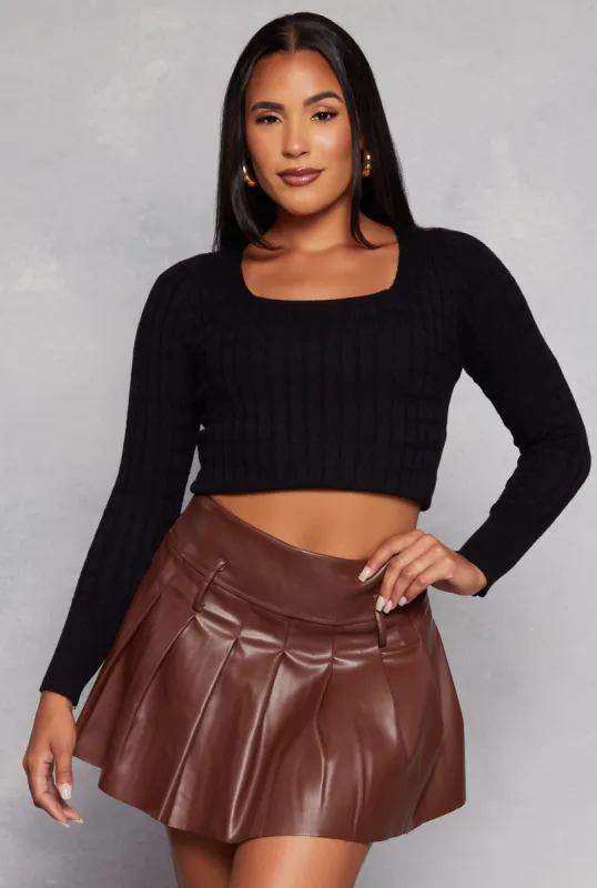 Cable Knit Square Neck Sweater made by Rainbow