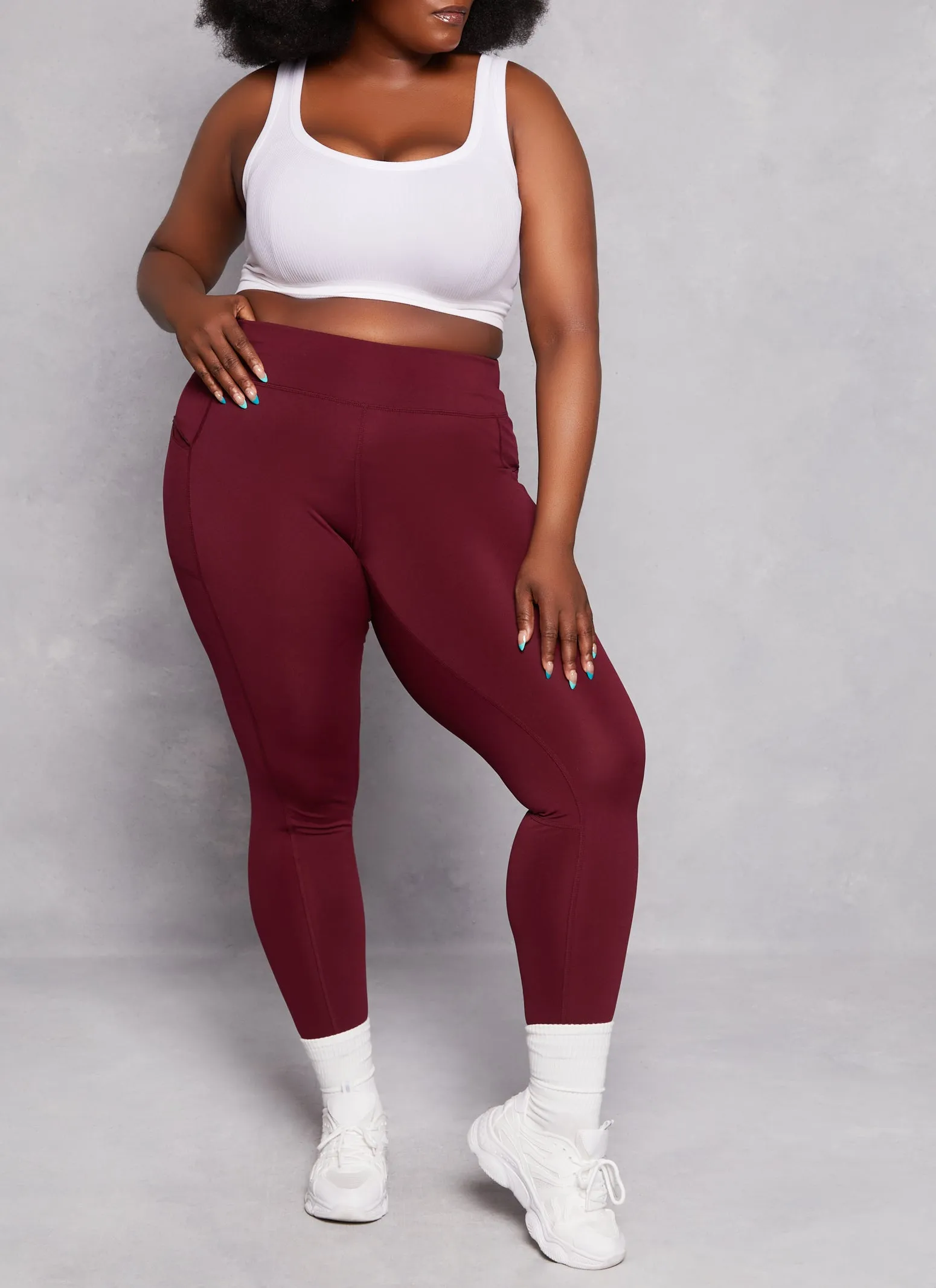 Plus Size High Waist Zip Pocket Leggings sold by Rainbow