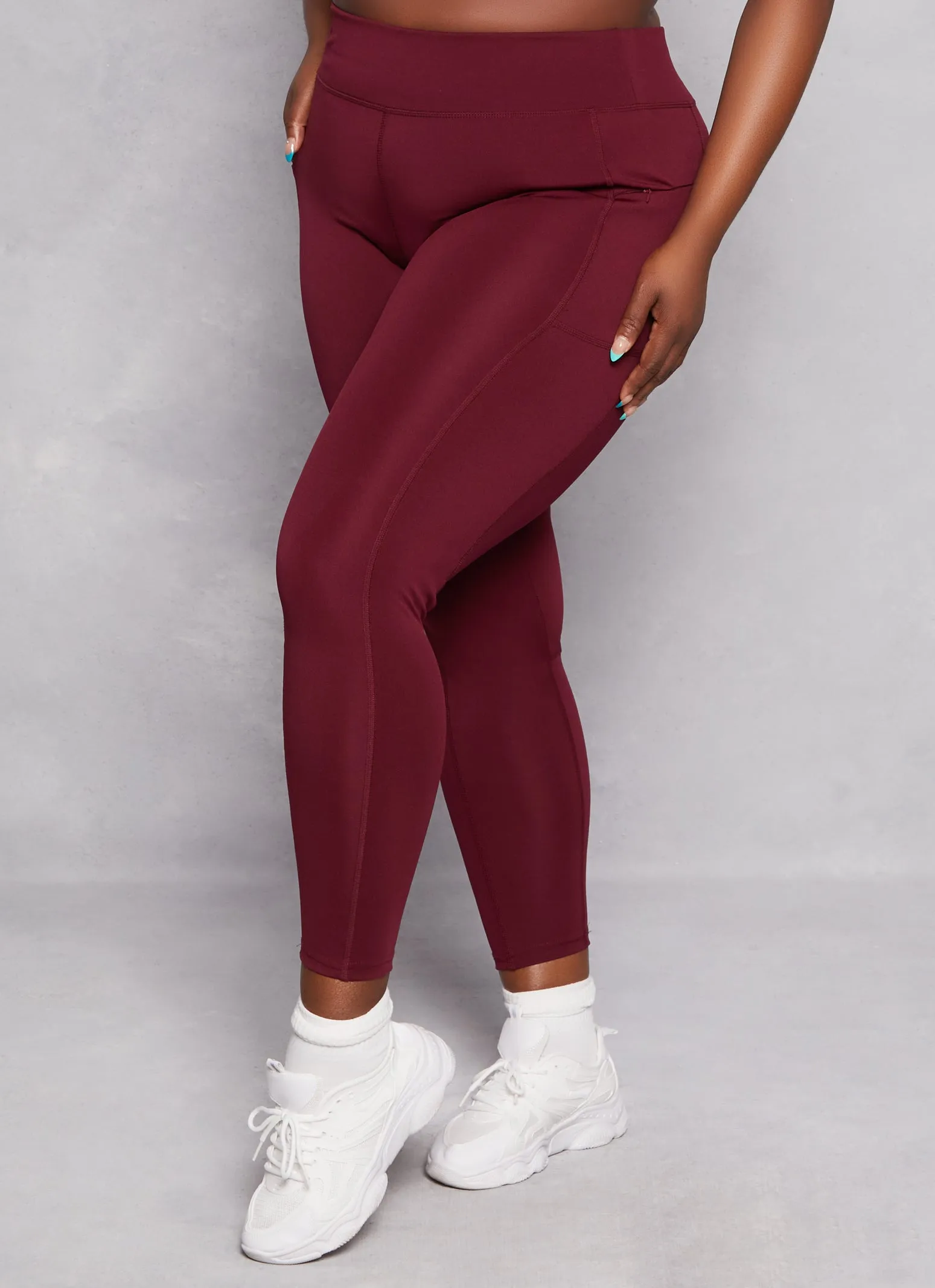 Plus Size High Waist Zip Pocket Leggings sold by Rainbow product image thumbnail 2