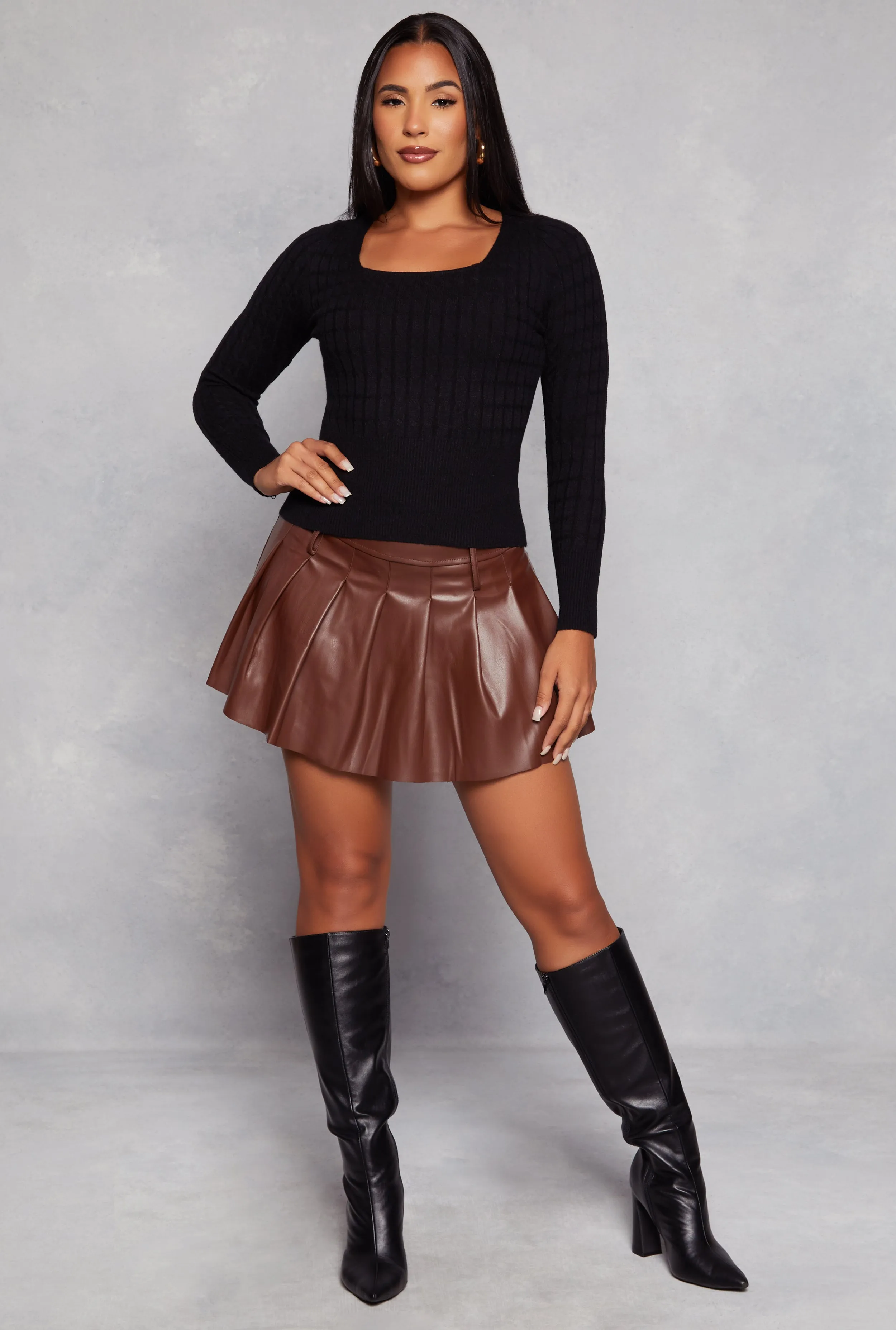 Cable Knit Square Neck Sweater sold by Rainbow product image thumbnail 2