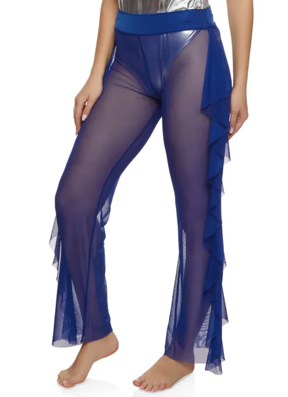 Mesh Ruffle Side Cover Up Pants sold by Rainbow