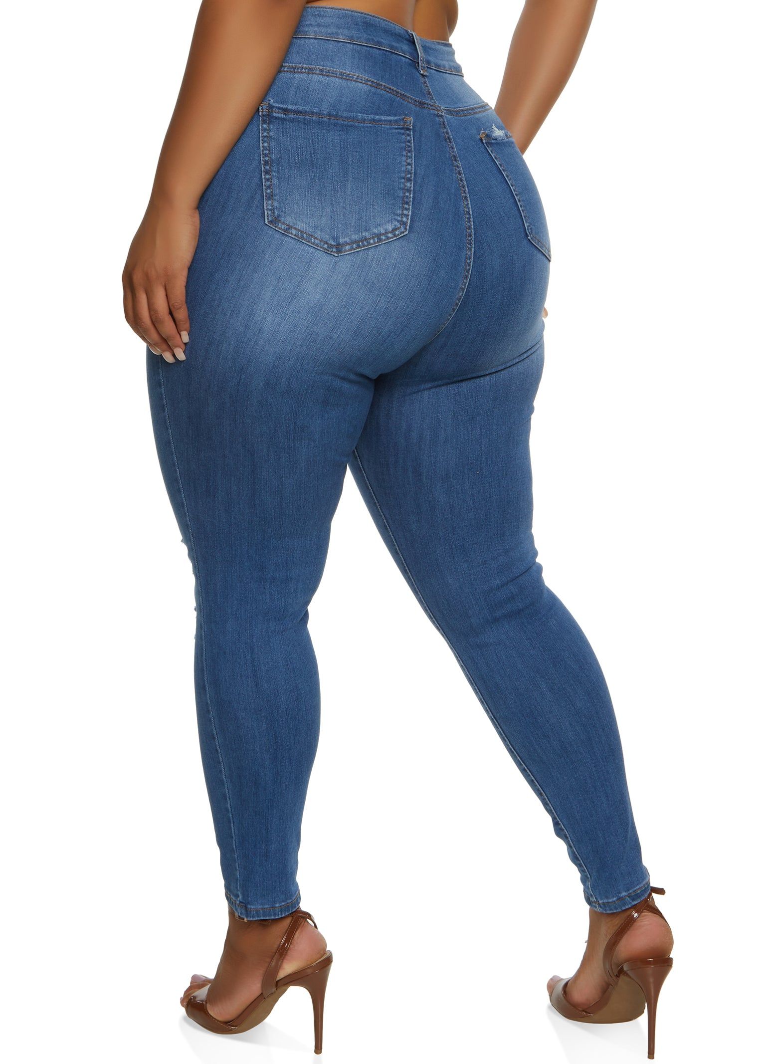 Plus Size WAX Ripped Skinny Leg Jeans sold by Rainbow product image thumbnail 2