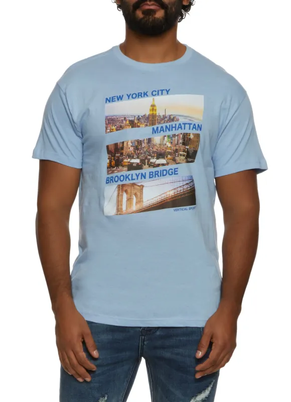 Mens New York City Manhattan Brooklyn Bridge Graphic T Shirt sold by Rainbow