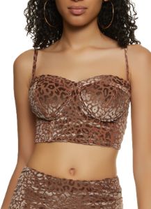 Leopard Velvet Burnout Bustier Top sold by Rainbow