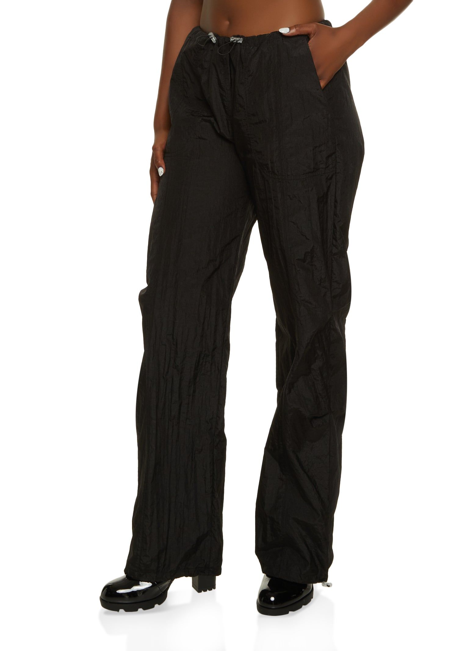 Nylon Toggle Drawstring Hem Parachute Pants sold by Rainbow
