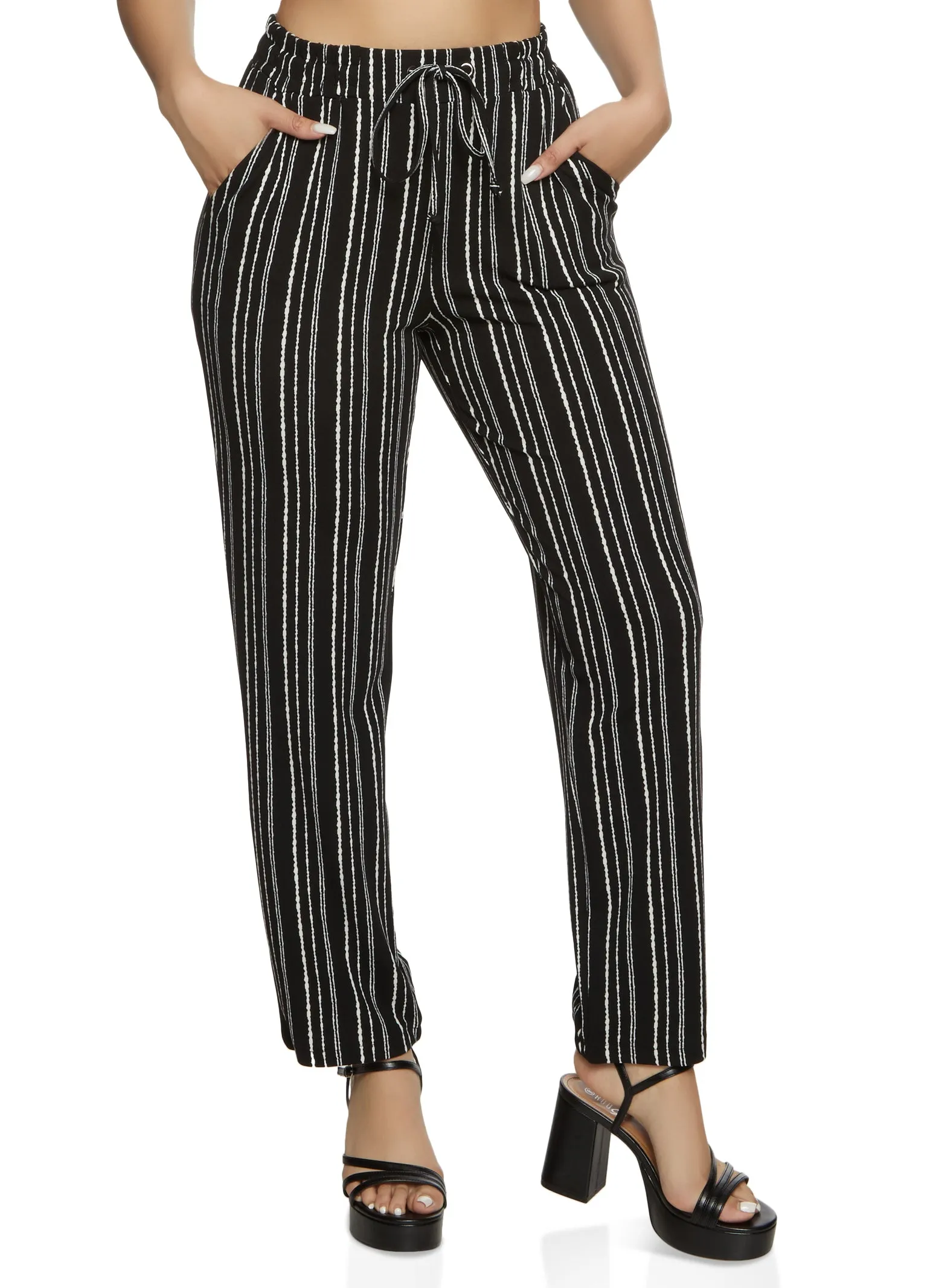 Crepe Knit Stripe Pants sold by Rainbow