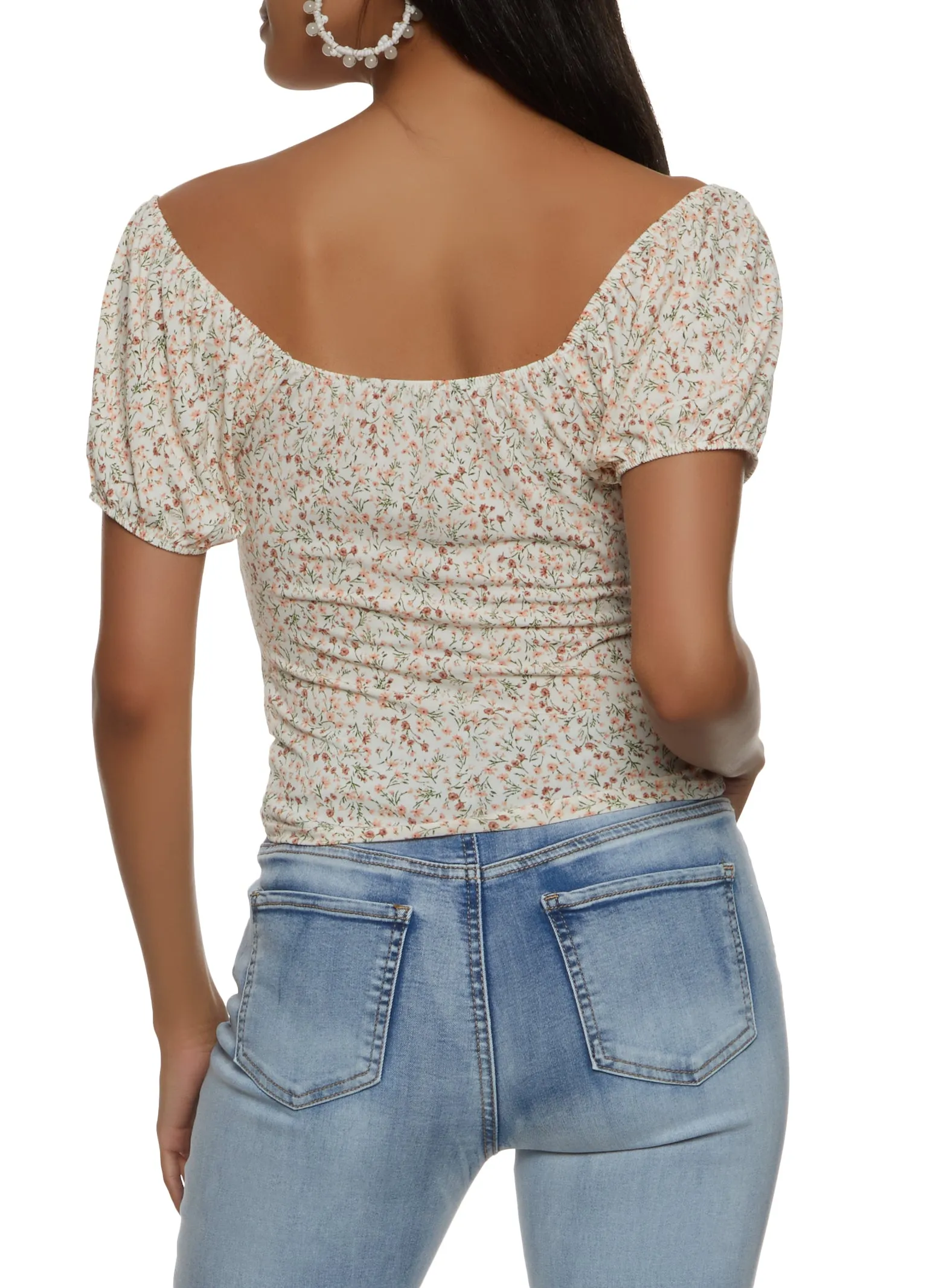 Tie Front Floral Print Peasant Top sold by Rainbow product image thumbnail 2