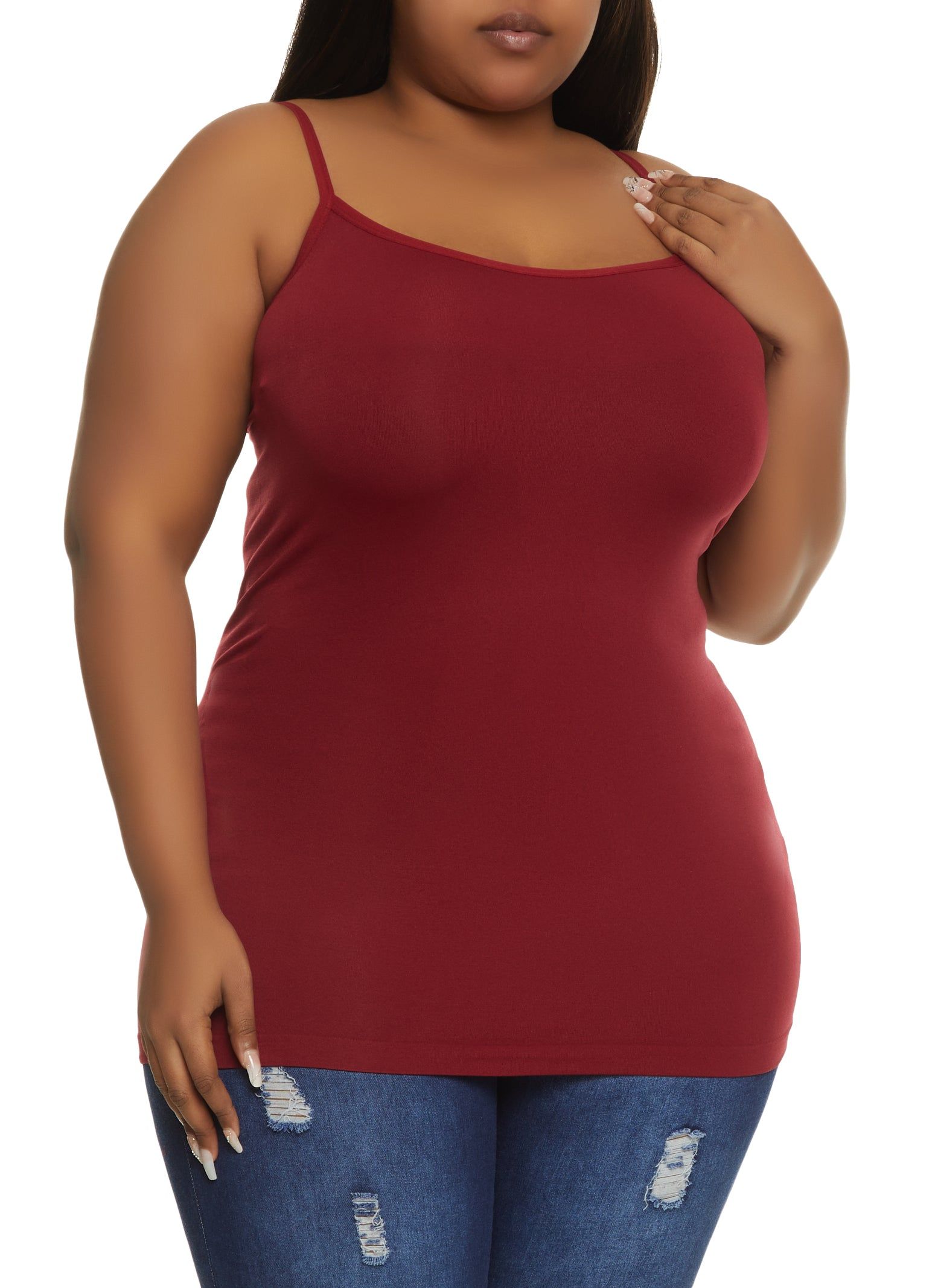 Plus Size Basic Seamless Scoop Neck Cami sold by Rainbow
