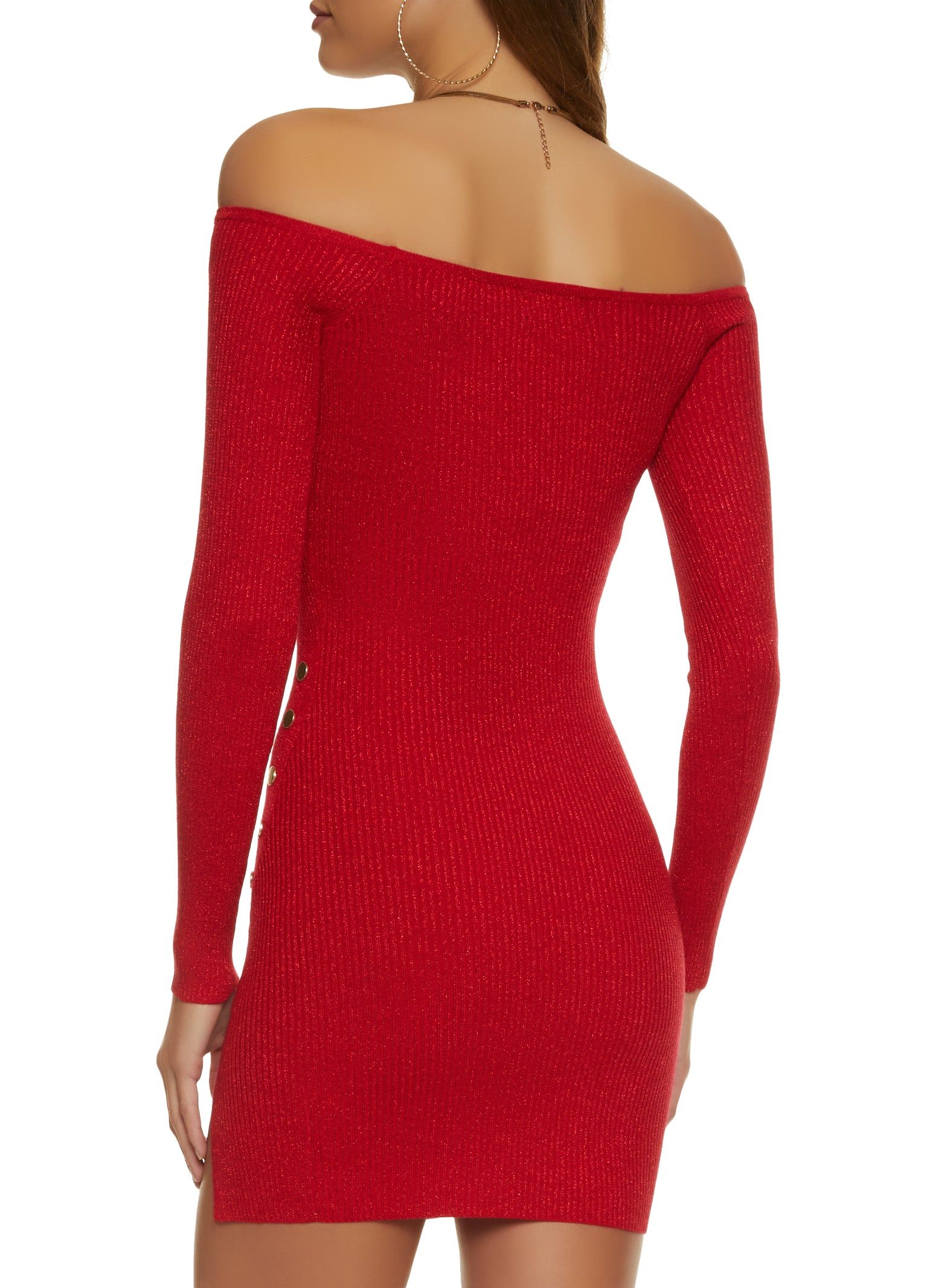 Lurex Ribbed Off the Shoulder Sweater Dress sold by Rainbow product image thumbnail 3