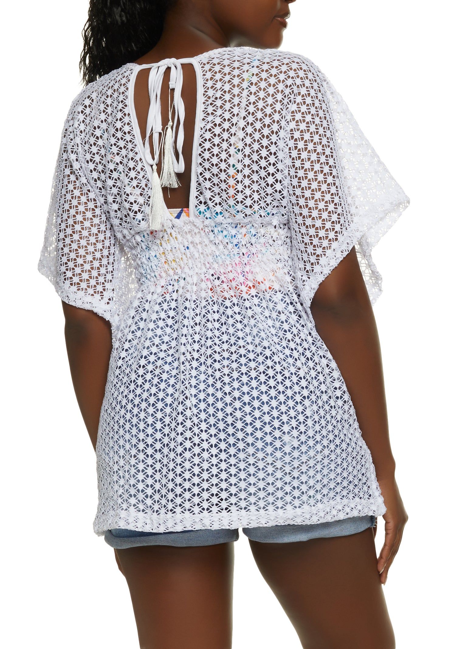 Smocked Waist Fishnet Kimono sold by Rainbow product image thumbnail 2