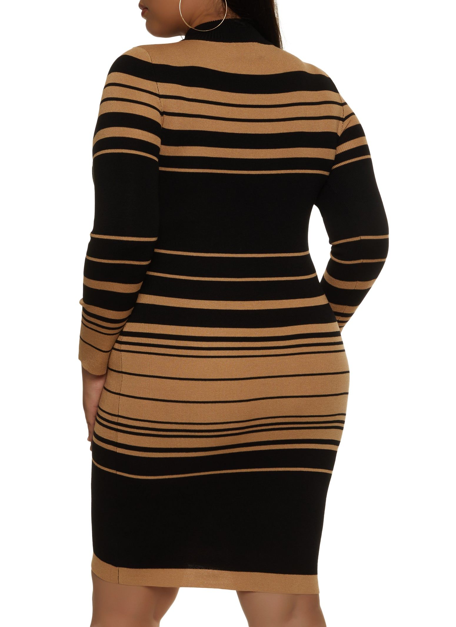 Plus Size Mock Neck Striped Sweater Dress sold by Rainbow product image thumbnail 3