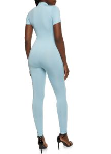Mock Neck Zip Front Catsuit sold by Rainbow